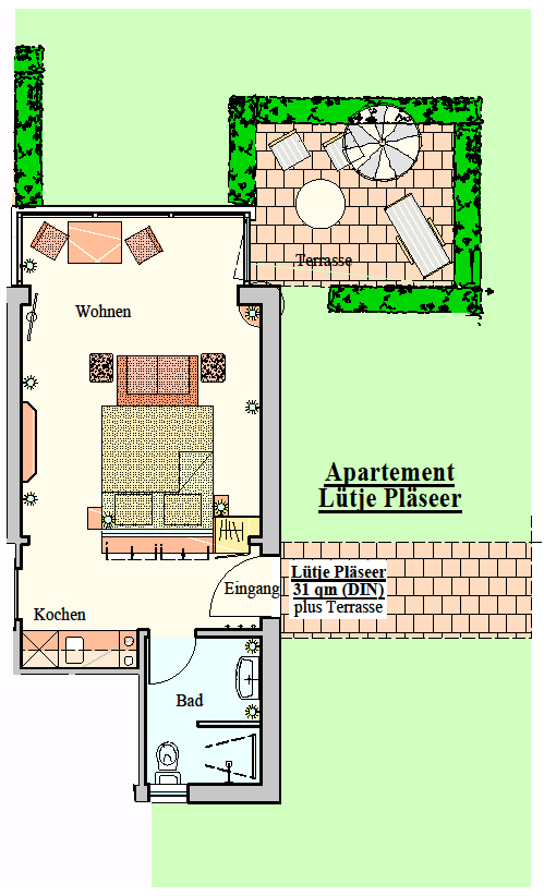 Grundriss Ferienwohnung Lütje Pläseer